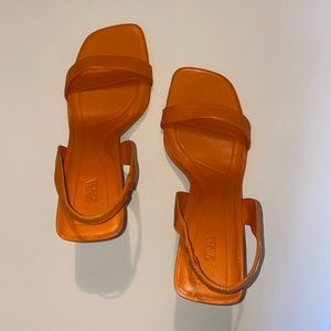 Zara Orange Slingback Heeled Sandals